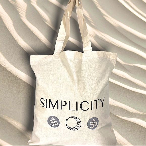 Simplicity Canvas Tote bag NWT inspire yoga meditation hindu indie heavy cotton - Picture 1 of 4